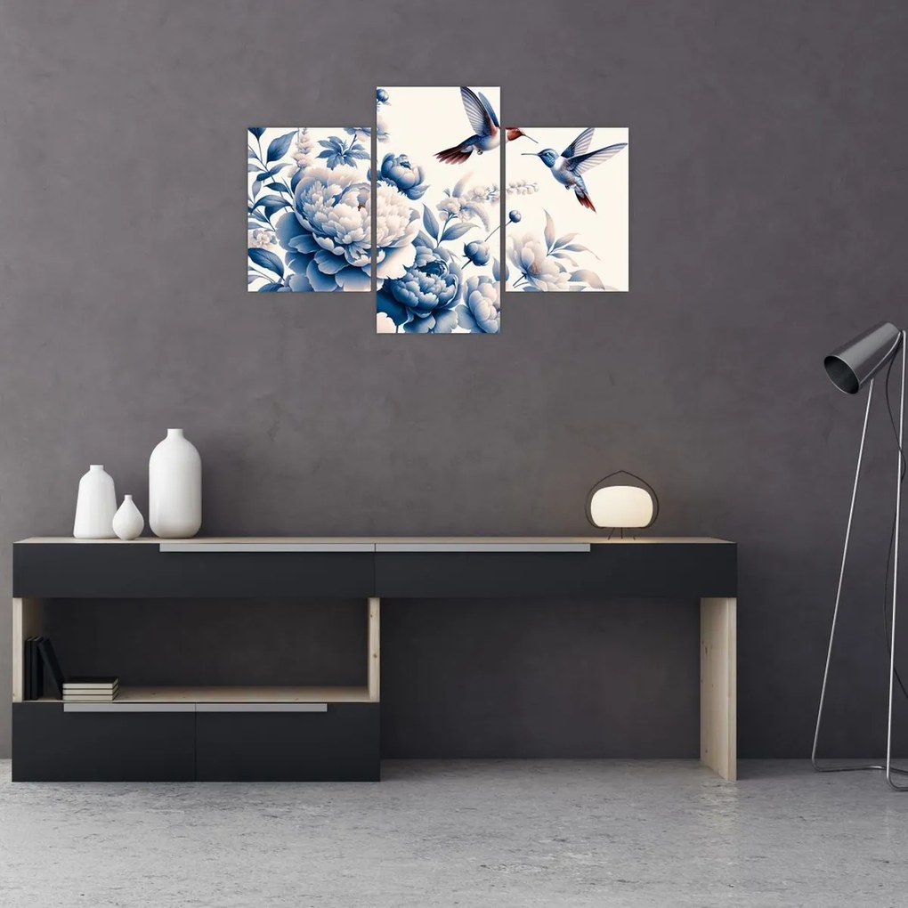 Kép - Kolibrik a virág felett (90x60 cm)