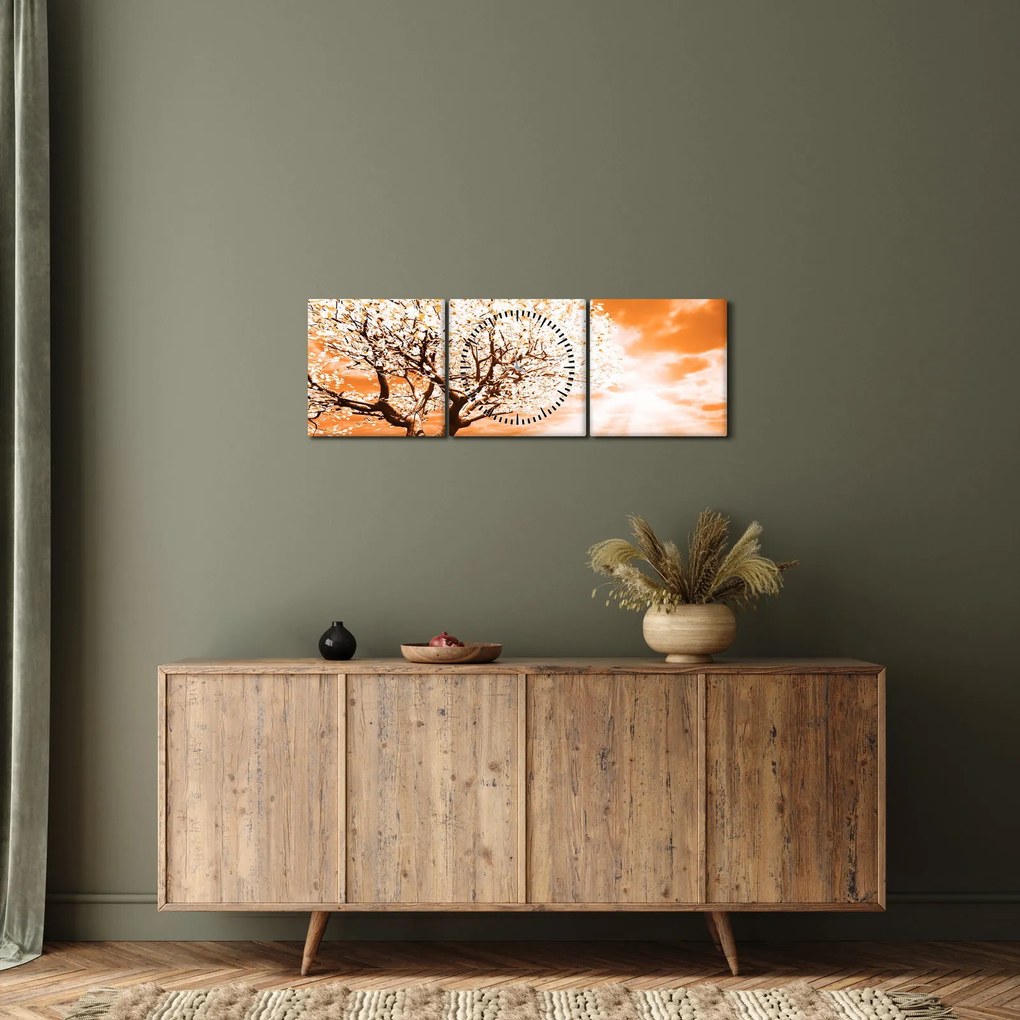 Narancssárga fa képe (órával) (90x30 cm)