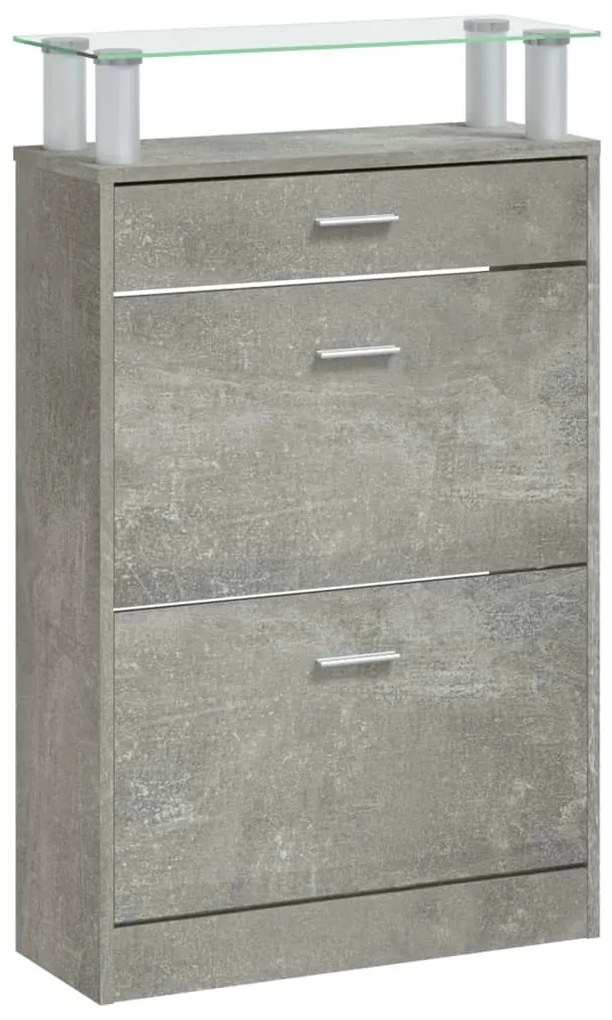 betonszürke szerelt fa cipőszekrény 63x24x104 cm