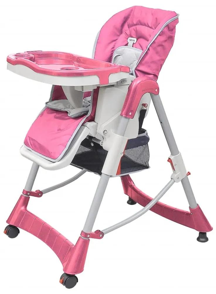 vidaXL rózsaszín állítható magasságú deluxe baba etetőszék