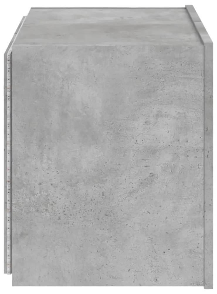betonszürke falra szerelhető TV-szekrény LED-del 60x35x41 cm