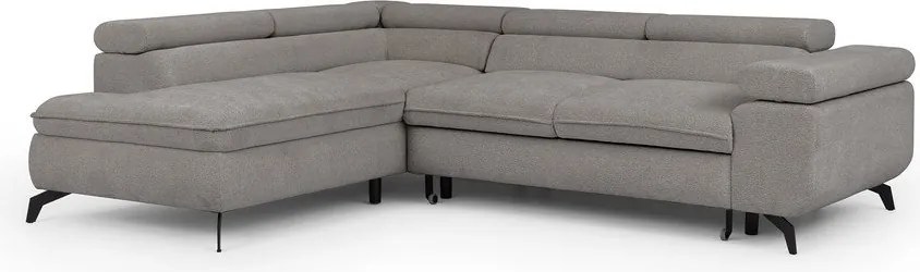 Világosszürke zsenília sarokkanapé (bal oldali-L alakú) Marbeya – Ropez