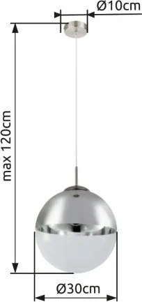 Globo 15853 Függeszték, nikkel matt, üveg átlátszó,króm, ø: 300, Foglalat típusa:1xE27 60W 230V