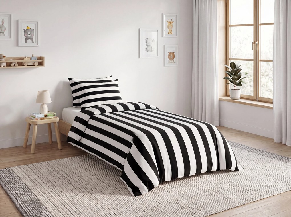 Pamut ágynemű STRIPE BALANCE fekete-fehér Ágyneműhuzat mérete: 70 x 90 cm | 140 x 200 cm