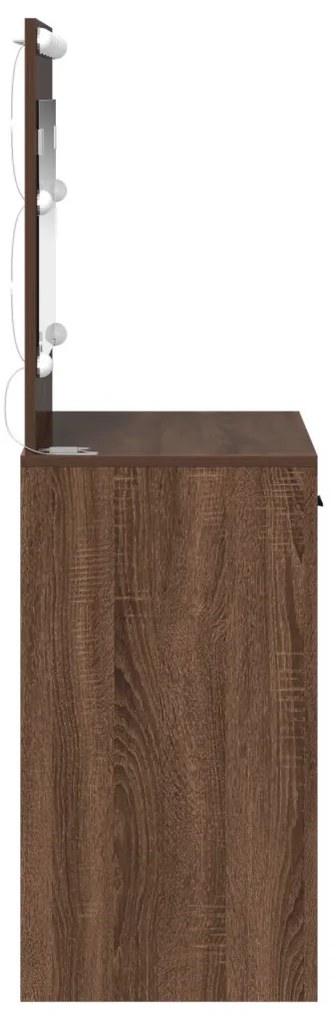 Sminktükör LED Világítással Barna Tölgy 78,5x41x135 cm