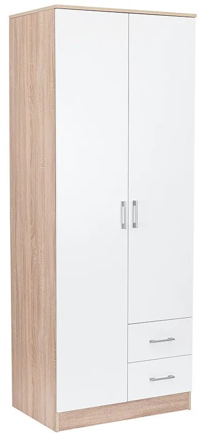 Miami gardróbszekrény 80x205 cm fehér-sonoma tölgy