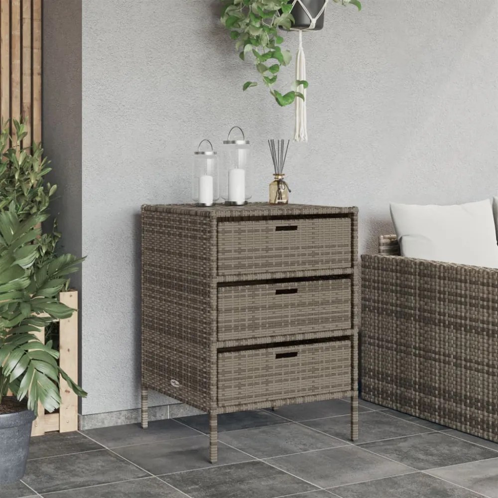 szürke polyrattan kerti tárolószekrény 55 x 59 x 80 cm
