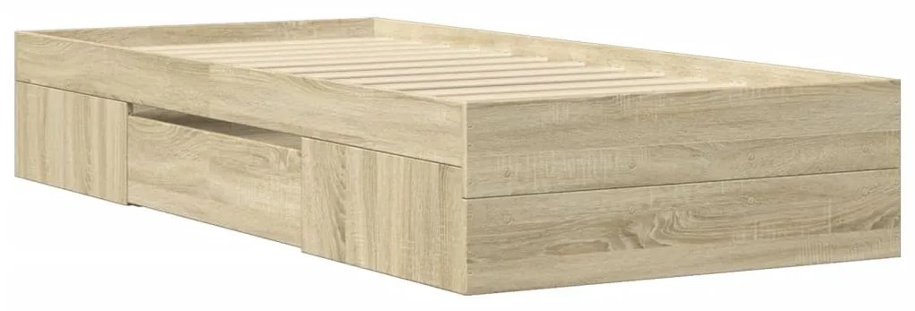 sonoma tölgy színű szerelt fa ágykeret matrac nélkül 90x200 cm