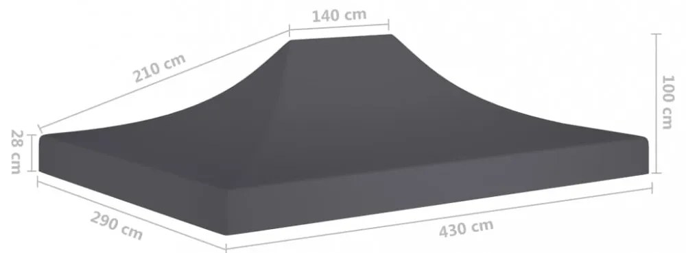 antracitszürke tető partisátorhoz 4,5 x 3 m 270 g/m²