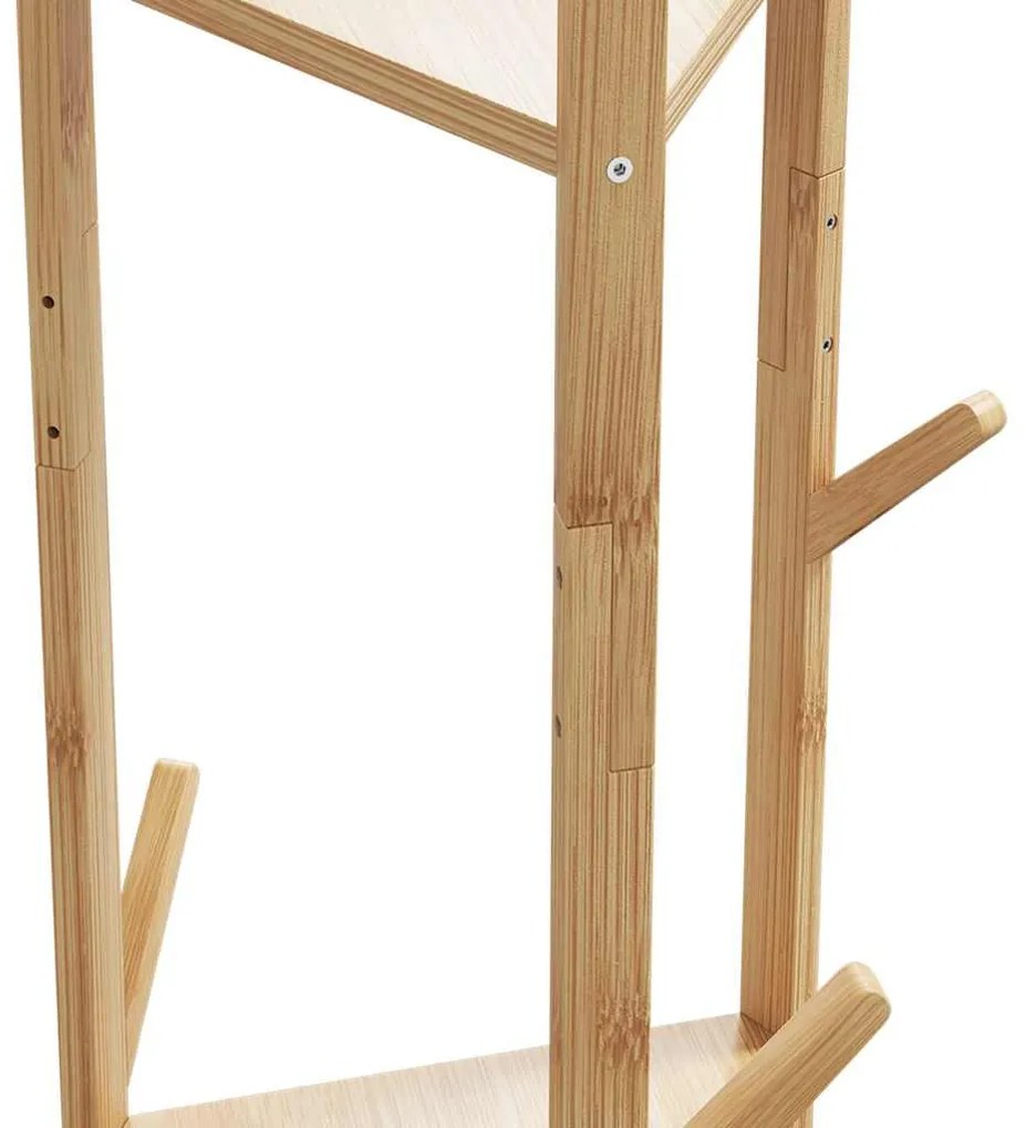 kabátállvány kampókkal és polcokkal bambusz 39x33x166cm bambusz
