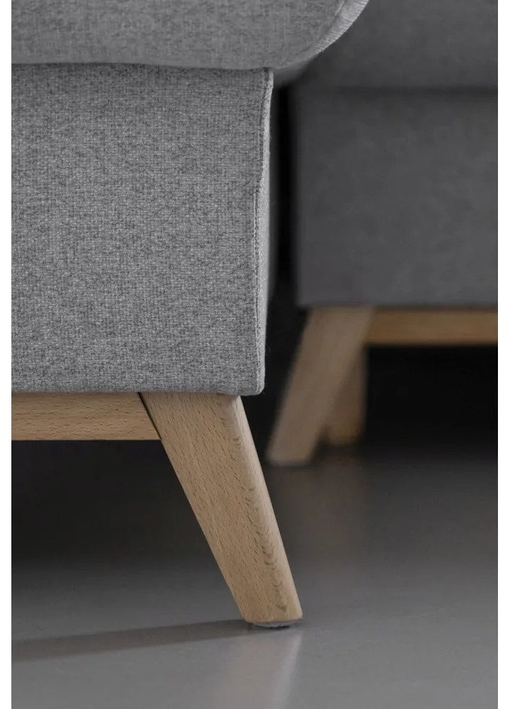 Világosszürke kinyitható-tárolóhelyes sarokkanapé (bal oldali-heverő résszel) Scandic Lagom – Miuform