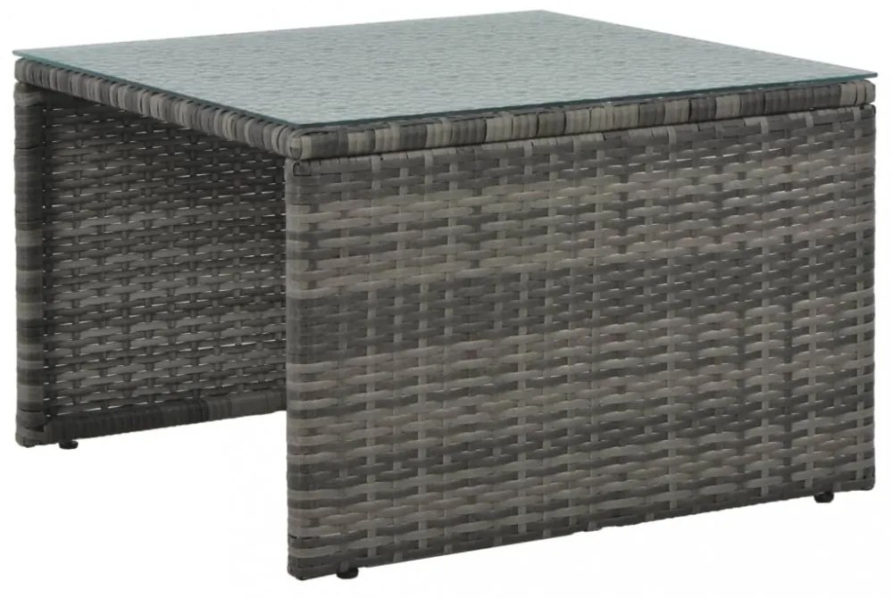 3-részes szürke polyrattan kerti bútorszett párnákkal