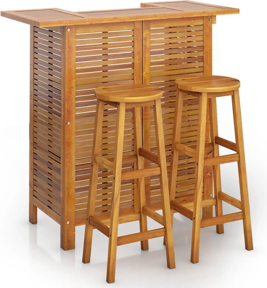 vidaXL 3 részes tömör akácfa kerti bárgarnitúra