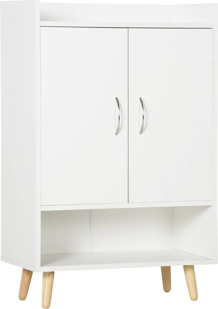 HOMCOM Modern 2-ajtós Cipőszekrény 4 Polccal 12 Pár Cipőhöz, Ideális Előszobába, Nappaliba és Hálószobába 60x30x92 cm Fehér | Aosom