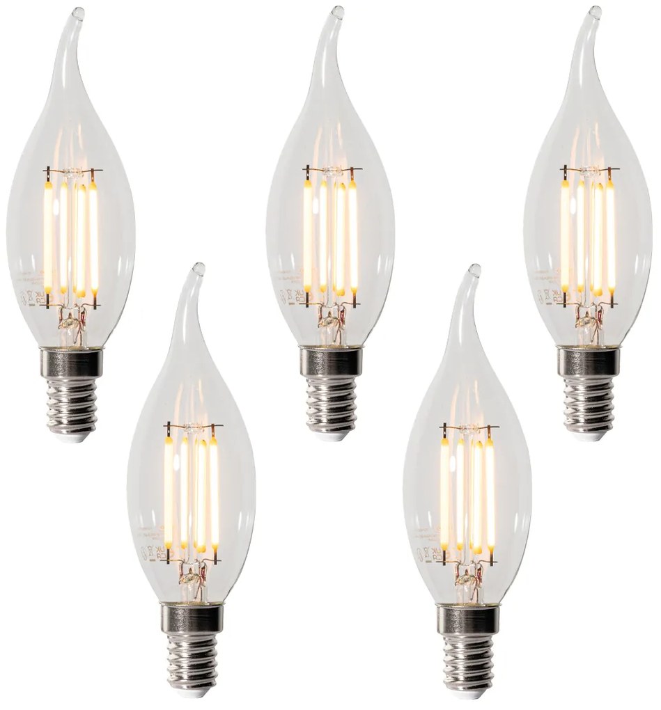Set van 5 E14 dimbare LED lampen BXS35 helder 4W 450 lm 2200K