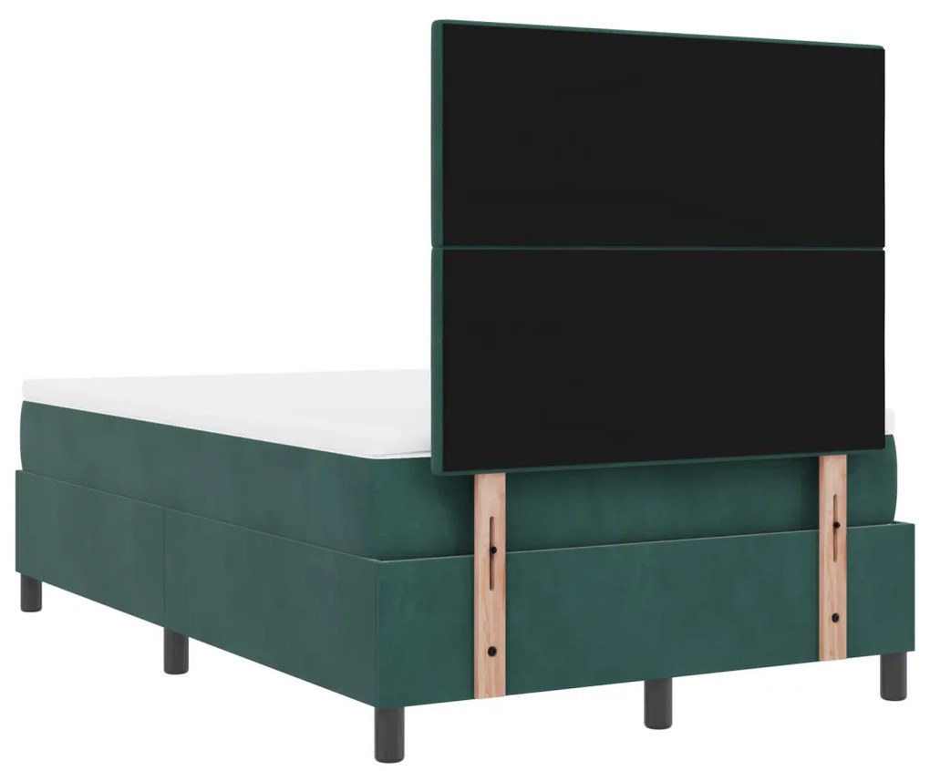 Boxspring Ágy Matraccal Sötét Zöld Kis Kettős Bársony