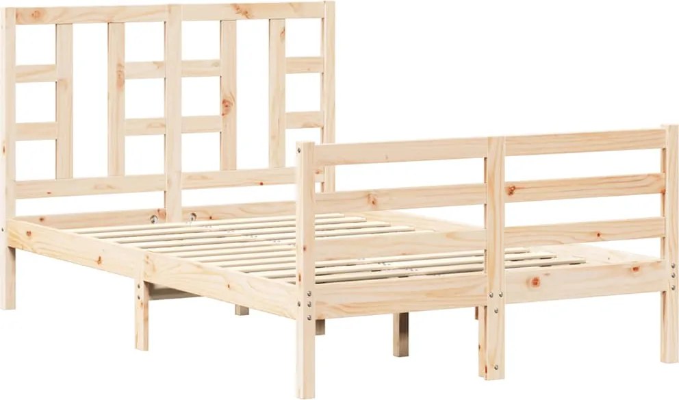 vidaXL tömör fa ágykeret fejtámlával 120 x 200 cm