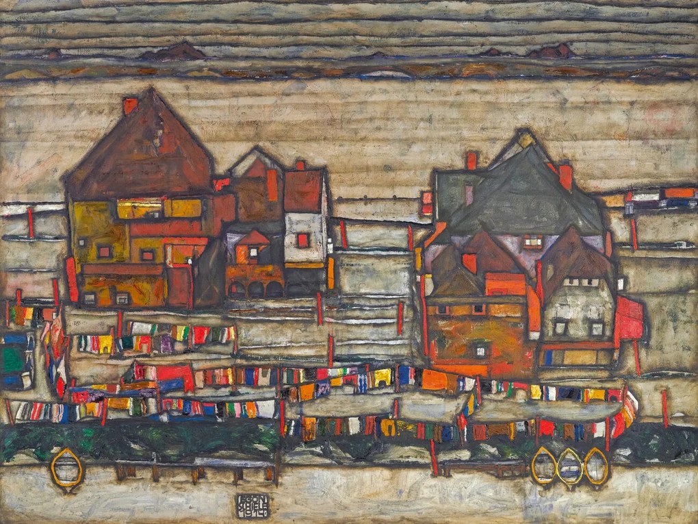 Reprodukció Houses on Laundry Day, Egon Schiele