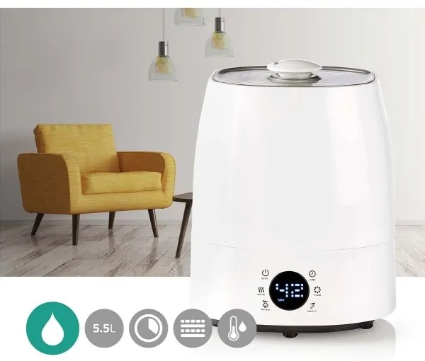 Nedis HUMI120CWT - Párásító LED kijelzővel 5,5 l 110W/230V
