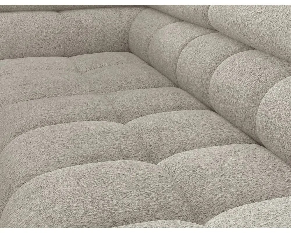 Krémszínű buklé kinyitható-tárolóhelyes sarokkanapé (bal oldali-L alakú) Ferucce – ELTAP