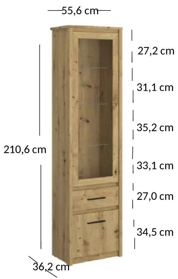 Vitrin Andra 1D1W1S (artisan tölgy). Akció -16%. 1052730