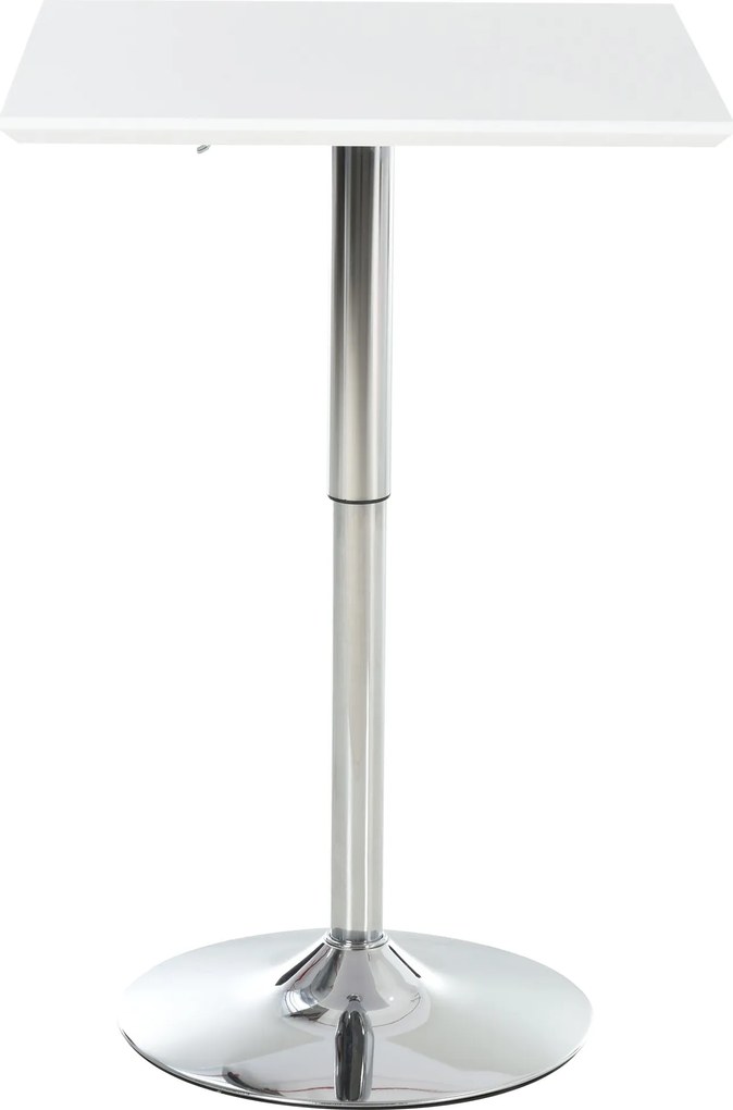 HOMCOM Bárasztal Bistro Pub Magasságban Állítható Négyszögletes Bárasztal Acél Fehér 60 x 60 x 69-92 cm | Aosom