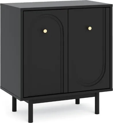 Komód 2 ajtós fekete színben arany fogantyúkkal – MAZOMA