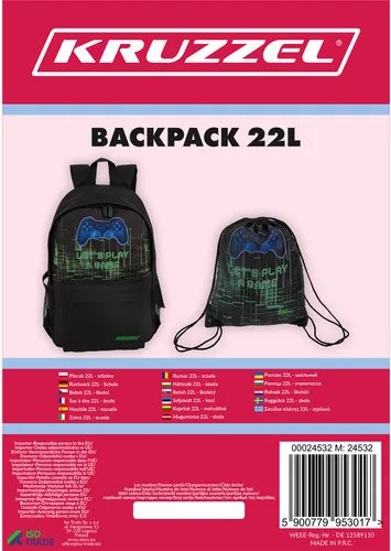 Iskolai hátizsák 22 literes