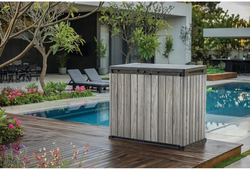 Szürke műanyag kerti tárolódoboz Deco – Keter