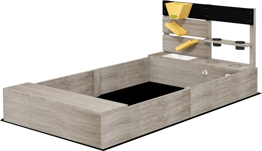 Outsunny Homokozó Konyhai Elemmel, Fa Homokpit, 154 x 80 x 60 cm, Fenntartható Tervezés 3-7 Éves Gyermekeknek, Kert, Szürke | Aosom