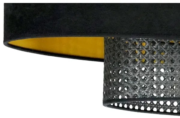 Duolla - Csillár zsinóron DOUBLE OVAL RATTAN 2xE27/15W/230V fekete/rattan