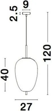 NOVA LUCE 9624073 LATO Egyágú Függesztett Lámpa Üveg E27 IP20