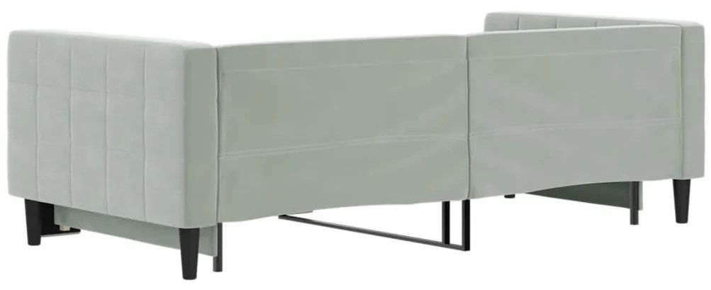 világosszürke kihúzható bársonyheverő 90 x 190 cm