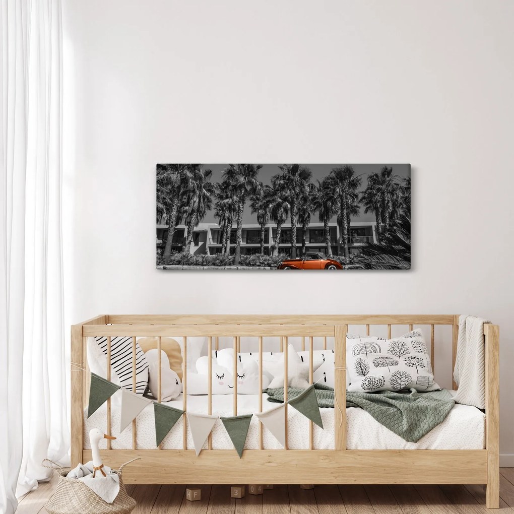 Kép - retro piros autó (120x50 cm)