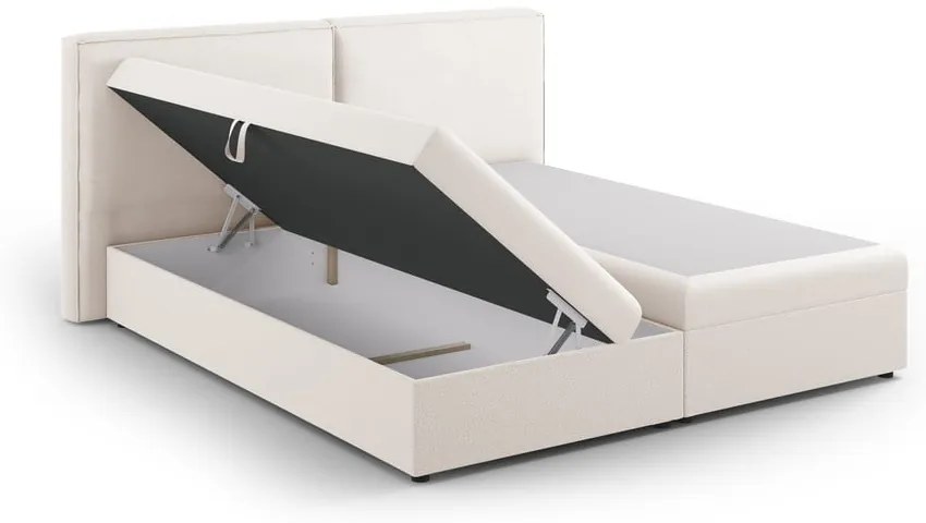 Krémszínű ágyneműtartós boxspring ágy 180x200 cm Arendal – Cosmopolitan Design