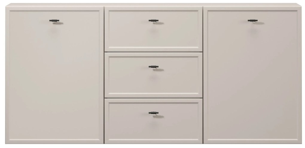 Lorini fali komód 150 cm - kasmír / fekete T-bar fogantyúk