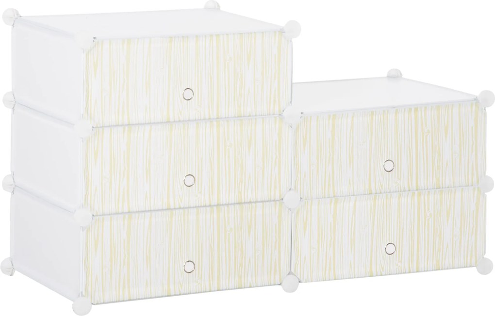 HOMCOM Műanyag Cipőtartó Polc 6 Pár Cipőhöz Üvegdoboz Előszobába DIY Rakható Polc Cipőtartó Fehér 49 x 36,5 x 108 cm | Aosom