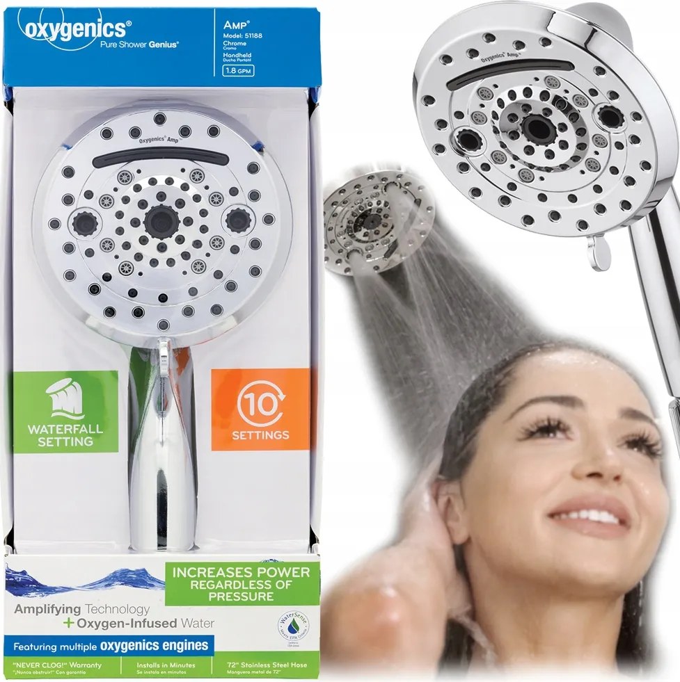 Zuhanyszett vízeséssel Zuhanyfej Amp Tömlővel -58% Víz