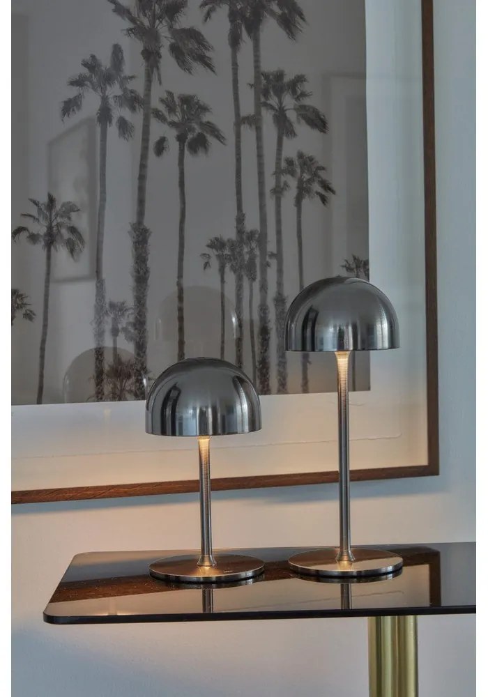 Ezüstszínű LED asztali lámpa távirányítóval, fém búrával (magasság 22 cm) Tim – Sirius