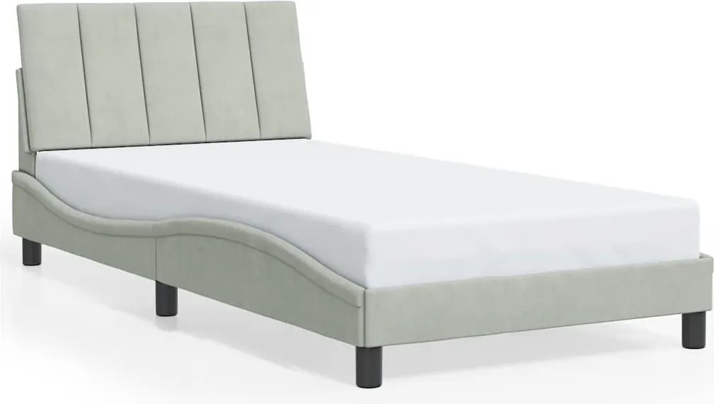 vidaXL világosszürke bársony ágykeret matrac nélkül Hanko 100x200 cm