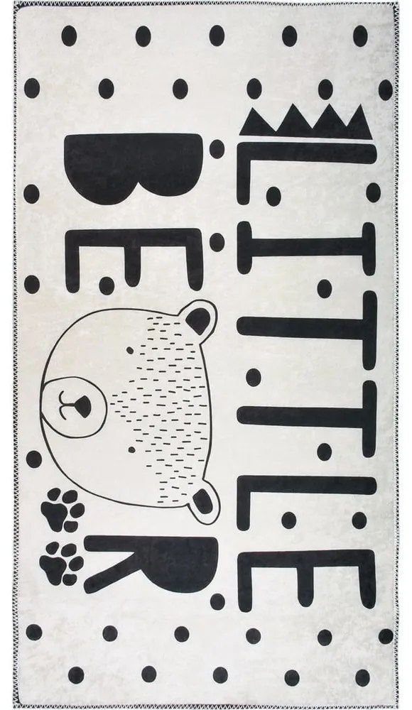 Fekete-fehér mosható gyerek szőnyeg 80x120 cm Little Bear – Vitaus