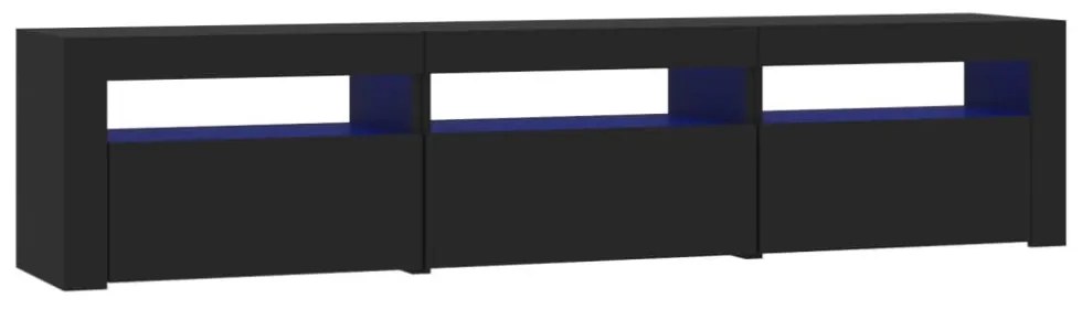 fekete TV-szekrény LED-világítással 180x35x40 cm
