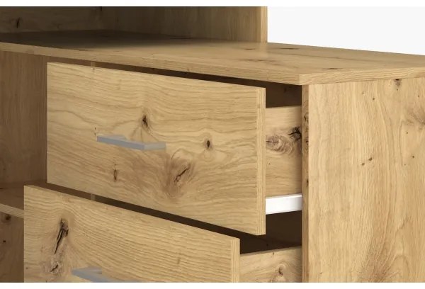 Íróasztal fiókokkal és választható jobb/bal sarokkal JULES, artisan tölgy