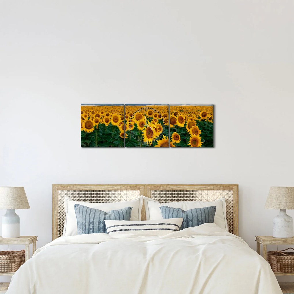 Napraforgó mező képe (órával) (90x30 cm)