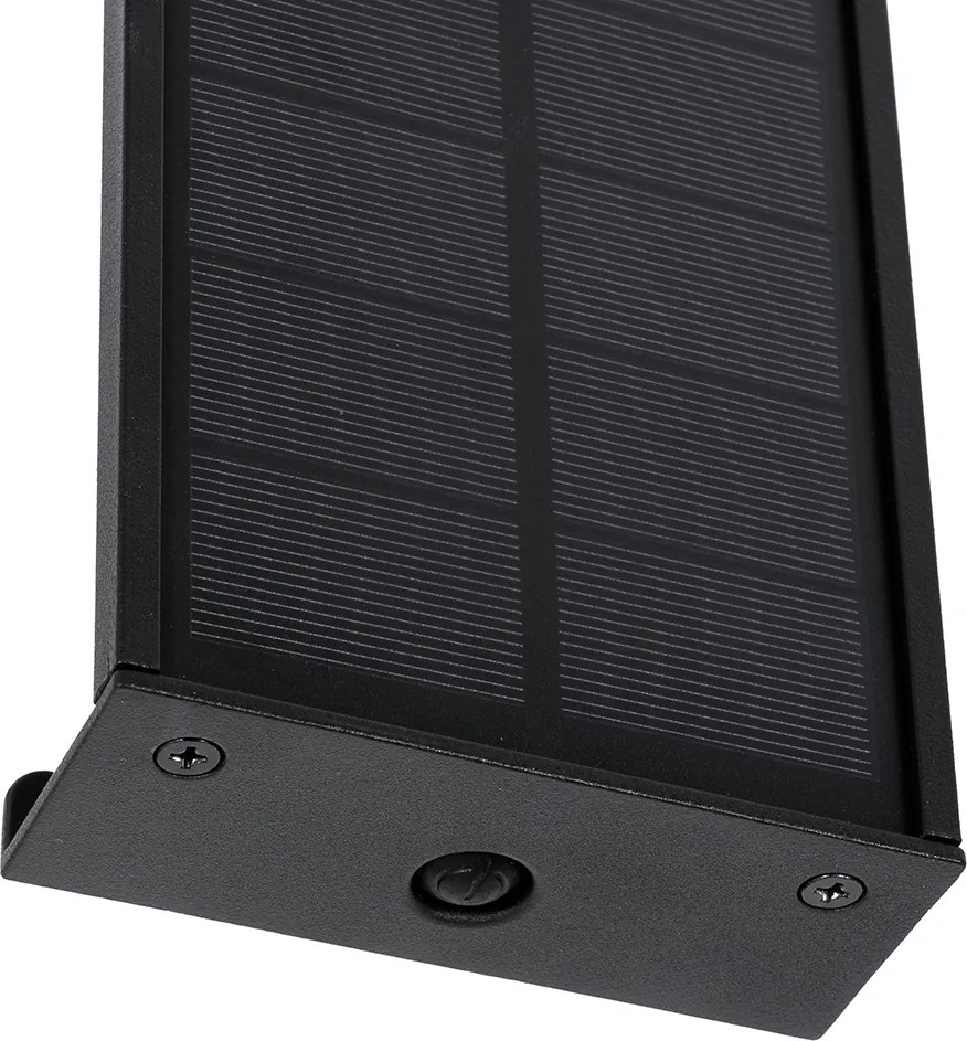 Kültéri fali lámpa fekete 60 cm LED-del, 4 fokozatú fényerő-szabályozóval és napelemmel - Serena