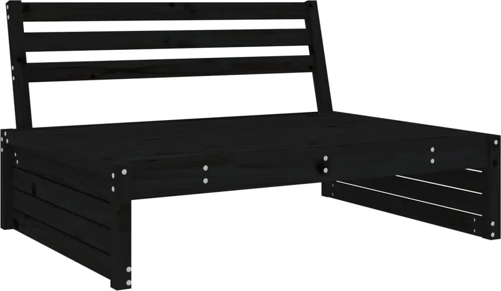 vidaXL fekete kerti tömör fenyőfa középső kanapé 120 x 80 cm