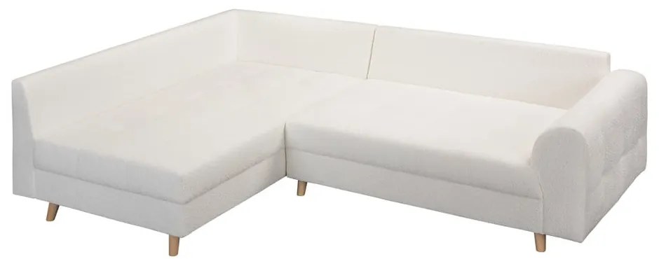Fehér buklé sarokkanapé (bal oldali) Ariella – Ropez