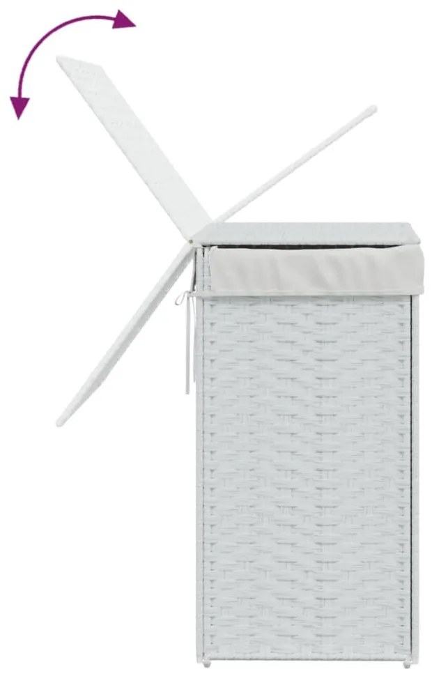 fehér polyrattan szennyeskosár fedéllel 46x33x60 cm
