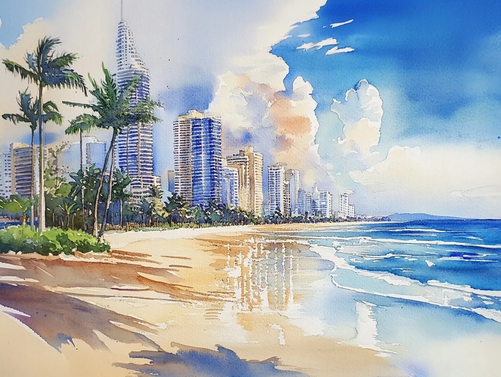 Vászonkép Canvas Tájkép Város Tengerpart Óceán Felhőkarcolók Ausztrália 80x60
