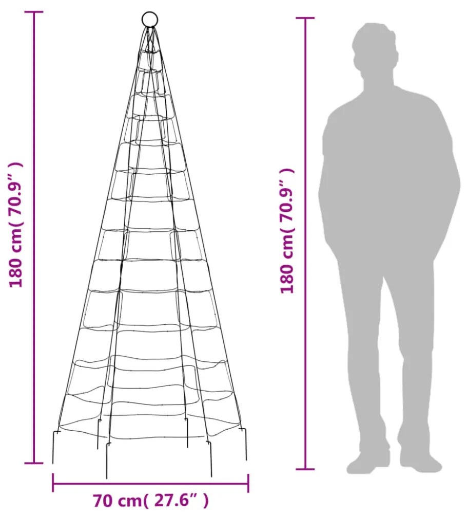 kék LED karácsonyfa zászlórúdra 200 LED 180 cm